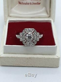Platinum Art Deco Style Bague En Diamant / Panneau Vintage Ring