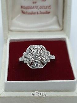 Platinum Art Deco Style Bague En Diamant / Panneau Vintage Ring