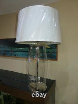 Ralph Lauren Cylindre En Verre De Payton Bronze Silver Lampe De Table Grand Dx24 Home Auth