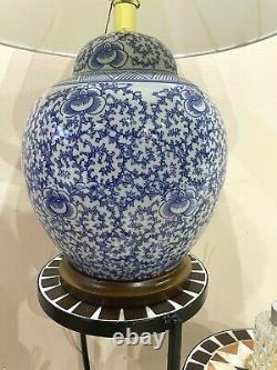 Ralph Lauren Home Pot À Gingembre De Porcelaine Floral Lampe Grande Main Rare Peinte À La Main Mw1