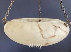 Rare Art Deco 1930s Effet Marbre Verre Pendentif Plafond Ombre Claire Mouchecatcher