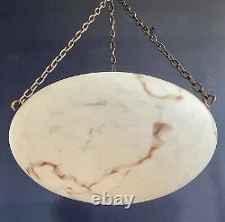 Rare Art Deco 1930s Effet Marbre Verre Pendentif Plafond Ombre Claire Mouchecatcher