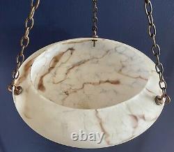 Rare Art Deco 1930s Effet Marbre Verre Pendentif Plafond Ombre Claire Mouchecatcher