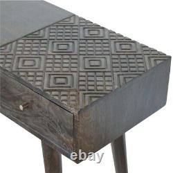Retro Art Déco Vintage Style Ash Black Dark Wood 3 Tiroir Console Hallway Table