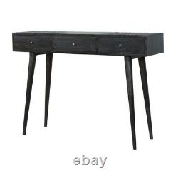Retro Art Déco Vintage Style Ash Black Dark Wood 3 Tiroir Console Hallway Table