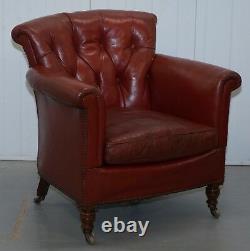 Rod Stewart Essex Home Howard & Son’s Victorian Blood Red Leather Fauteuils