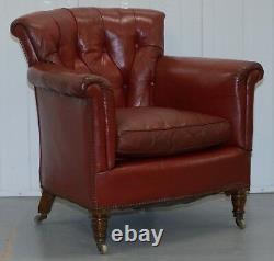 Rod Stewart Essex Home Howard & Son’s Victorian Blood Red Leather Fauteuils