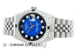 Rolex Datejust En Or Blanc 18 Carats Et Acier Inoxydable Bleu Vignette Diamond Watch