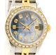 Rolex Oyster Perpetual 18k & Steel Datejust 26mm Blue Mop Dial Diamond Watch