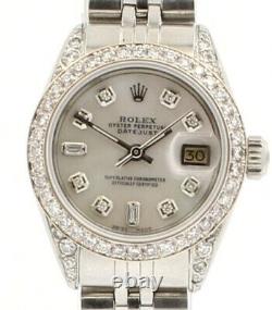 Rolex Oyster Perpetual Datejust 26mm Blanc Mop Dial Steel Diamond Ladies Watch