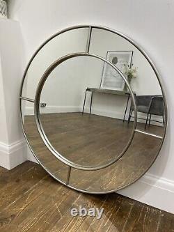Silver Art Deco Round Wall Mirror 90x90cm (kallita New Stock)