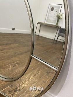 Silver Art Deco Round Wall Mirror 90x90cm (kallita New Stock)
