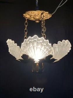 Slip En Verre Givré De Style Lalique Art Déco Nouveau Shell