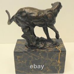 Statue Cheetah Wildlife Art Déco Style Art Nouveau Bronze Signé Sculpture