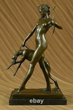 Statue Sculpture Diane Huntress Art Deco Style Art Nouveau Style Bronze La Cire Perdue