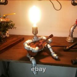 Steampunk Style Lampe De Table Guitar Player Creative Iron Robot Retro Light Decor