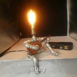 Steampunk Style Lampe De Table Guitar Player Creative Iron Robot Retro Light Decor