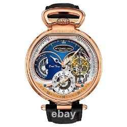 Stuhrling Homme 988 Automatic Wind Stainless Rose Gold Skeleton Leather Watch