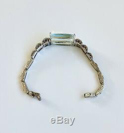 Style Art Déco 21ct Énorme Aigue-marine Et Diamant Bracelet Avec 16860 $ Évaluation