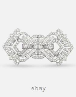 Style Art Déco Broche Double Clip Épingle 925 Argent Sterling Blanc Cz Bijoux