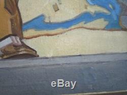 Style Leyendecker Peinture Non Signée Art Déco Portrait Ancien Américain Au Début