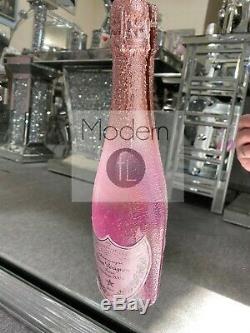 Superbe Champagne Rose Art Paillettes 3d Avec Des Flûtes De Champagne En Cadre Miroir