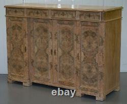 Superbe Large Quart Coupé Walnut Sideboard With Drawers Cabinet Bookcase Burr
