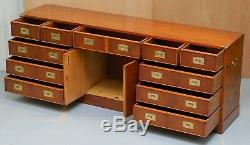 Superbe Vintage Burr Yew Bois Campagne Militaire Enfilade Commode