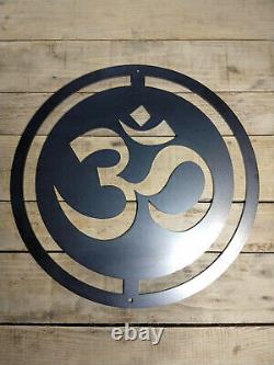 Symbole Hindou Om Aum Grand Signe Métallique Shiva Vishny Brahma Hindouisme Wall Art Yoga