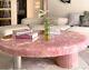 Table Basse Ronde En Quartz Rose, Meubles En Cristal De Quartz, Décor De Maison En Pierre Naturelle