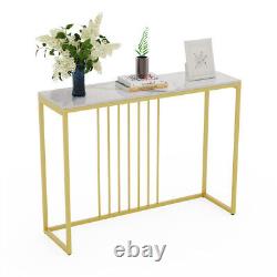 Table console en marbre extra longue de 120 cm étagère pour canapé, bureau d'appoint, bar, décoration artistique