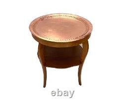 Table d'appoint en cuivre et chêne de style Art Déco des années 1930