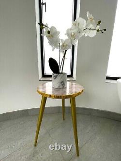 Table en pierre semi-précieuse agate rose, contemporaine / designer / luxe