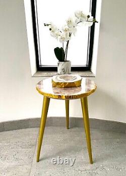 Table en pierre semi-précieuse agate rose, contemporaine / designer / luxe
