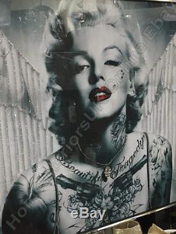 Tableaux Marilyn Monroe En Noir Et Blanc Avec Ailes, Cristaux Et Montures De Miroir