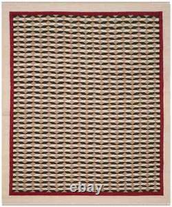 Tapis bohème vintage en laine Kilim moderne crème et taupe pour salon du sud-ouest