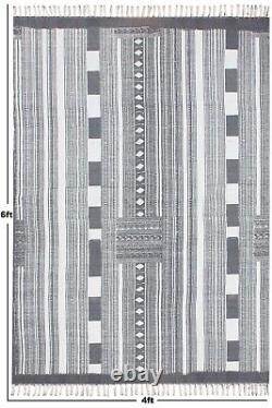 Tapis de cuisine en coton tissé à la main, Kilim gris pour le salon, tapis de zone, tapis d'extérieur