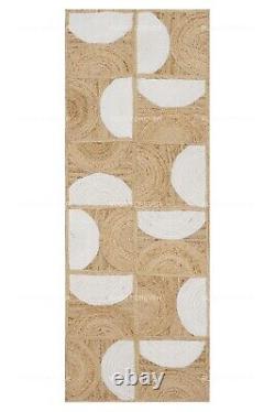 Tapis de cuisine indien en jute blanc beige 4x6 6x9 fait main pour le salon décoratif