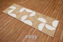 Tapis de cuisine indien en jute blanc beige 4x6 6x9 fait main pour le salon décoratif