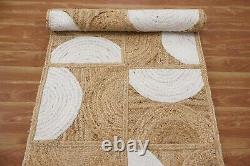 Tapis de cuisine indien en jute blanc beige 4x6 6x9 fait main pour le salon décoratif