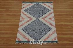 Tapis de salon en coton tissé à la main, Dhurries bleu de cuisine, et tapis d'extérieur Kilim