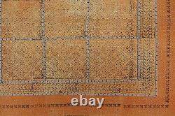 Tapis de salon orange en Kilim en coton indien fait main et tapis de couloir en Dhurries