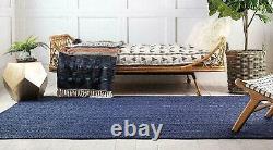 Tapis en jute bleu fait main, rectangle, tapis de ferme, coureur pour la maison, salon