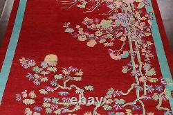 Tapis oriental en laine et soie de style Art Déco abstrait teint avec des légumes, fait main, mesurant 10x13.