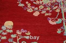 Tapis oriental en laine et soie de style Art Déco abstrait teint avec des légumes, fait main, mesurant 10x13.