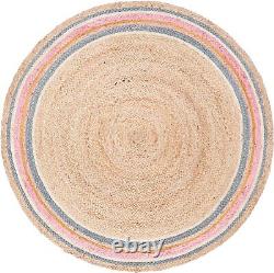 Tapis rond en jute naturelle 100% tissé à la main pour salon de ferme