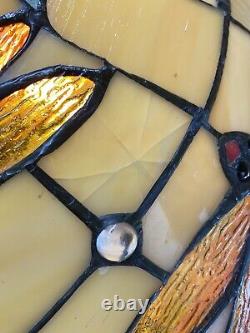 Tiffany Style Dragonfly 25 Po. Lampe En Verre Teintée Utilisée Condition