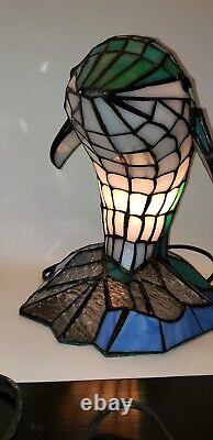 Tiffany Style Taché Vert Bleu Verre Dauphin Lampe De Table Lumière De Nuit Accent