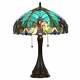 Tiffany Style Victorien 2-léger Verre Vert Teinté Lampe De Lecture De Table