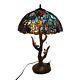 Tiffany-style Oiseaux Sur Les Branches Mosaïque Lampe De Table En Verre Teinté Art Vtg Lire 28